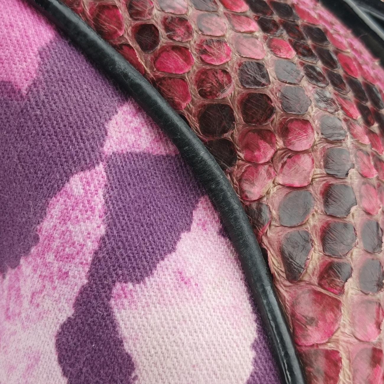 Pre-owned Christian Dior Gambler Dice Bowler Pink×Multicolour Canvas × Snakeskin  handbag | stylenewstar