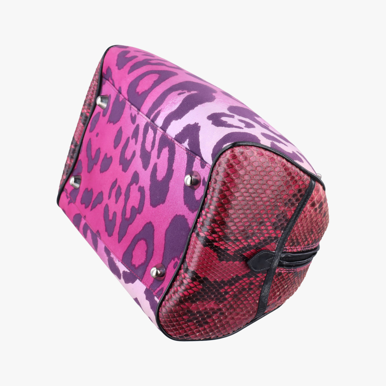 Pre-owned Christian Dior Gambler Dice Bowler Pink×Multicolour Canvas × Snakeskin  handbag | stylenewstar