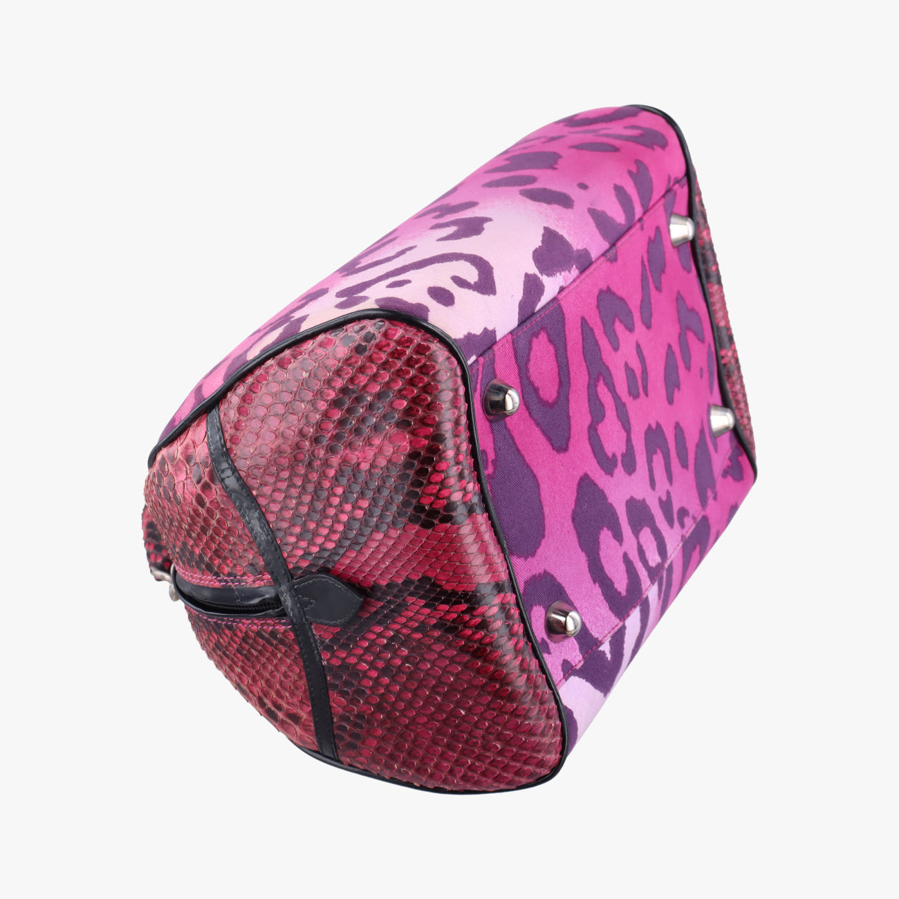 Pre-owned Christian Dior Gambler Dice Bowler Pink×Multicolour Canvas × Snakeskin  handbag | stylenewstar