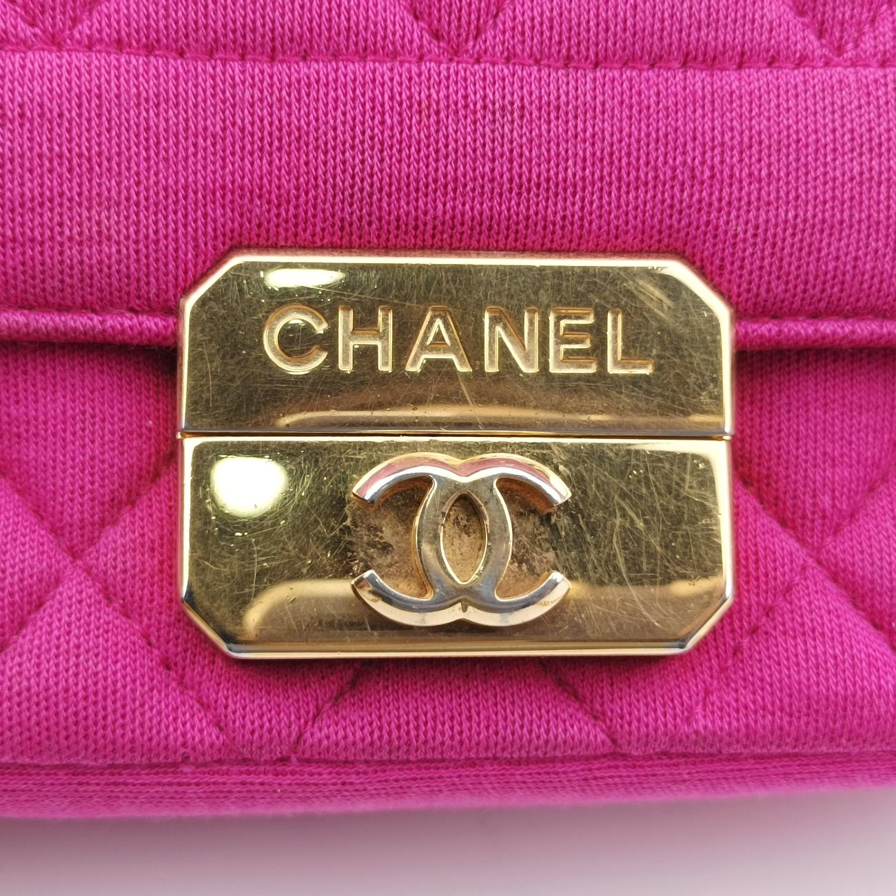 Pre-owned Chanel Matelasse Cotton Single Flap Rose fabric A92501 shoulderbag | stylenewstar