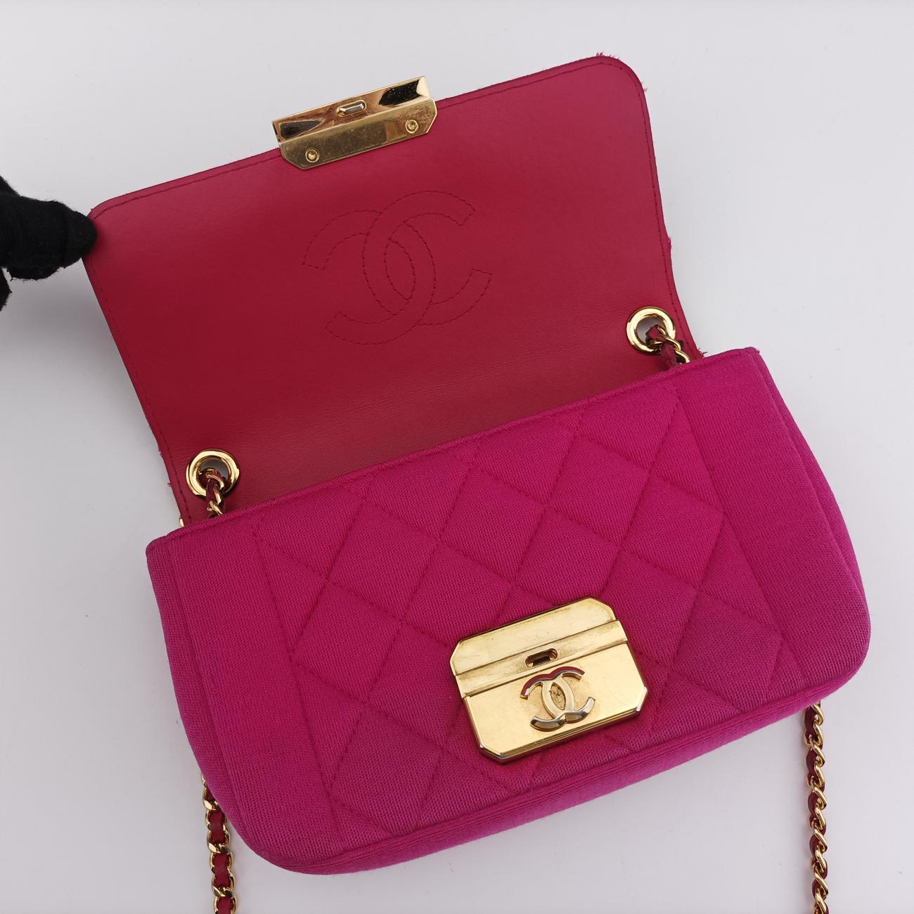 Pre-owned Chanel Matelasse Cotton Single Flap Rose fabric A92501 shoulderbag | stylenewstar