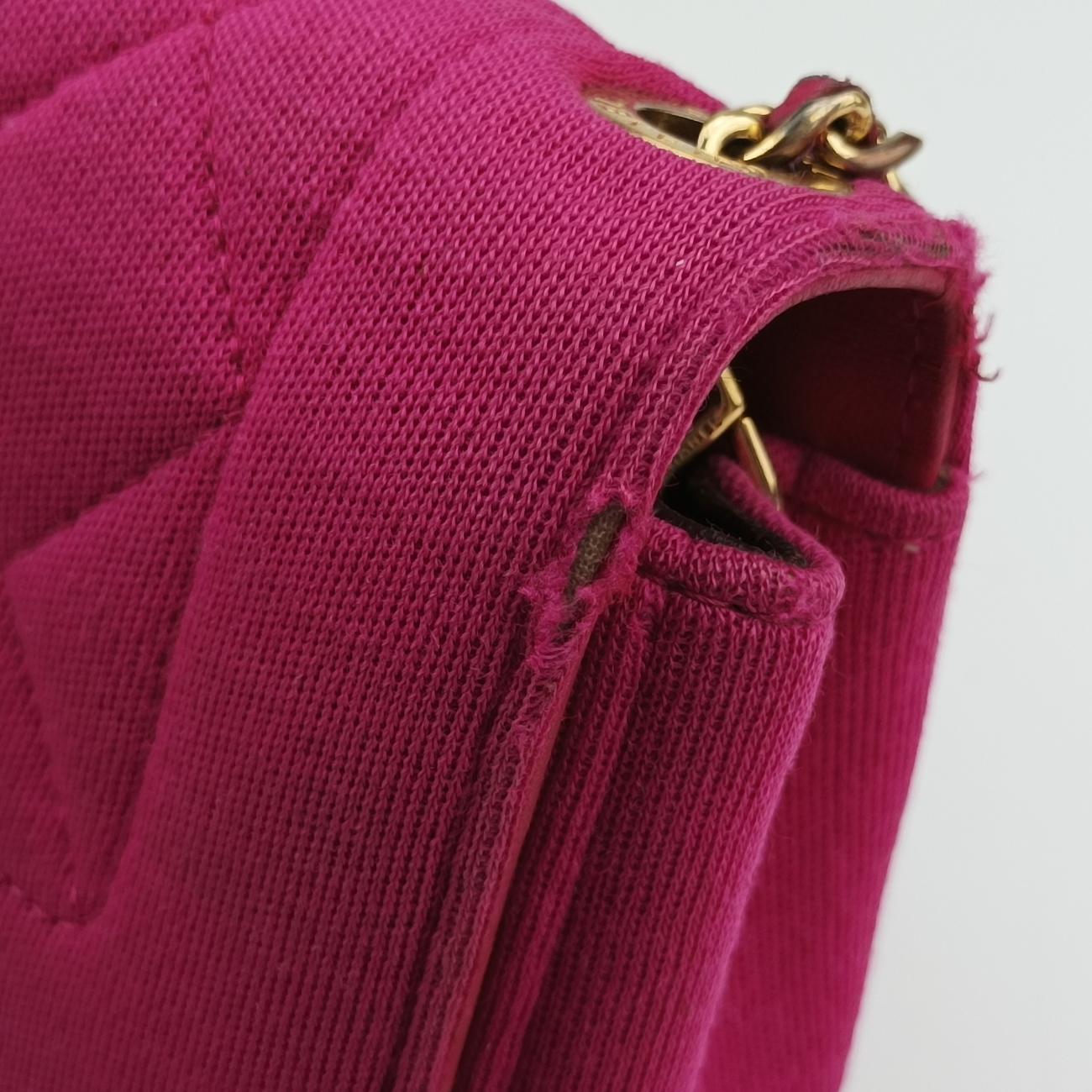 Pre-owned Chanel Matelasse Cotton Single Flap Rose fabric A92501 shoulderbag | stylenewstar