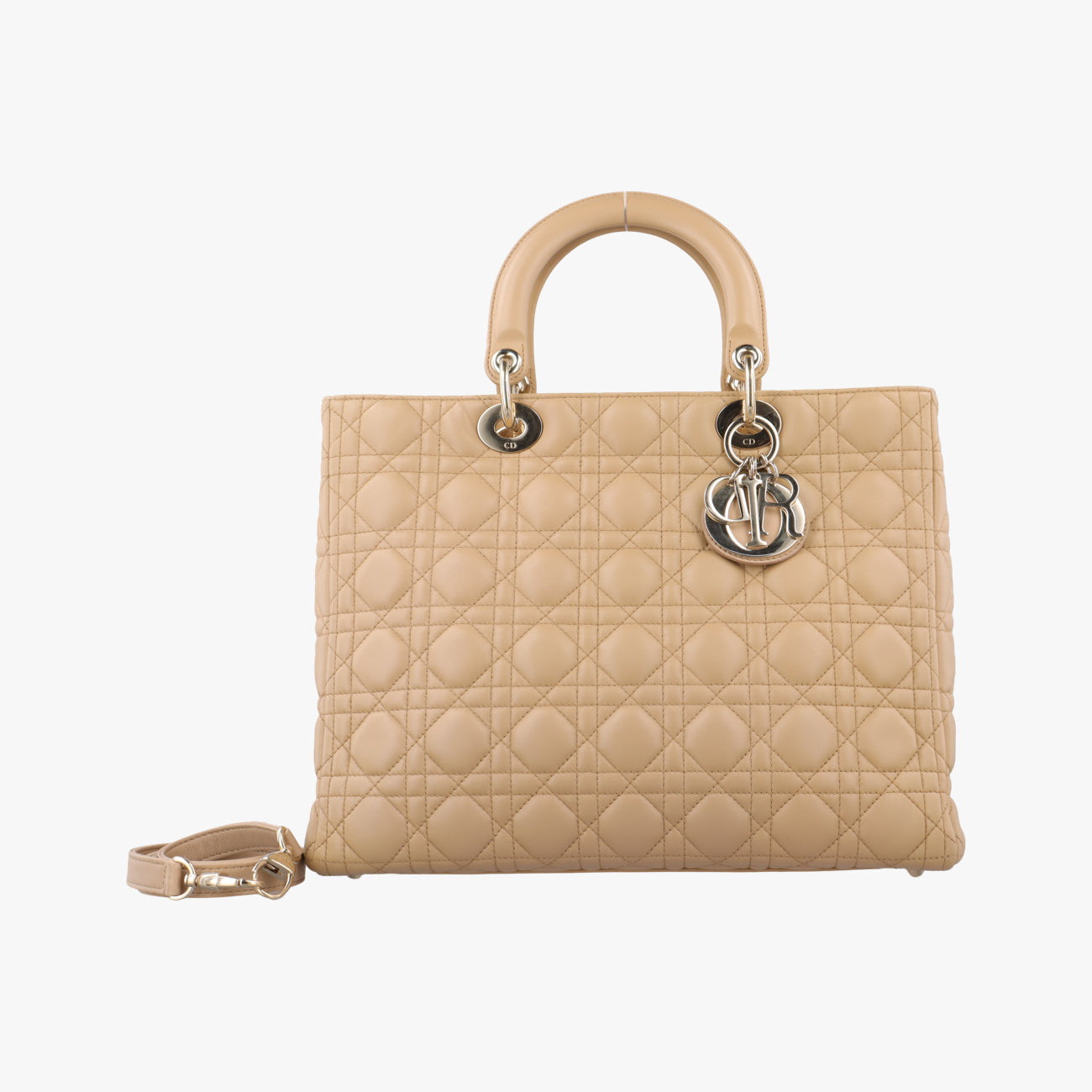 Secondhand Christian Dior Lady Dior Beige lambskin  shoulderbag | stylenewstar