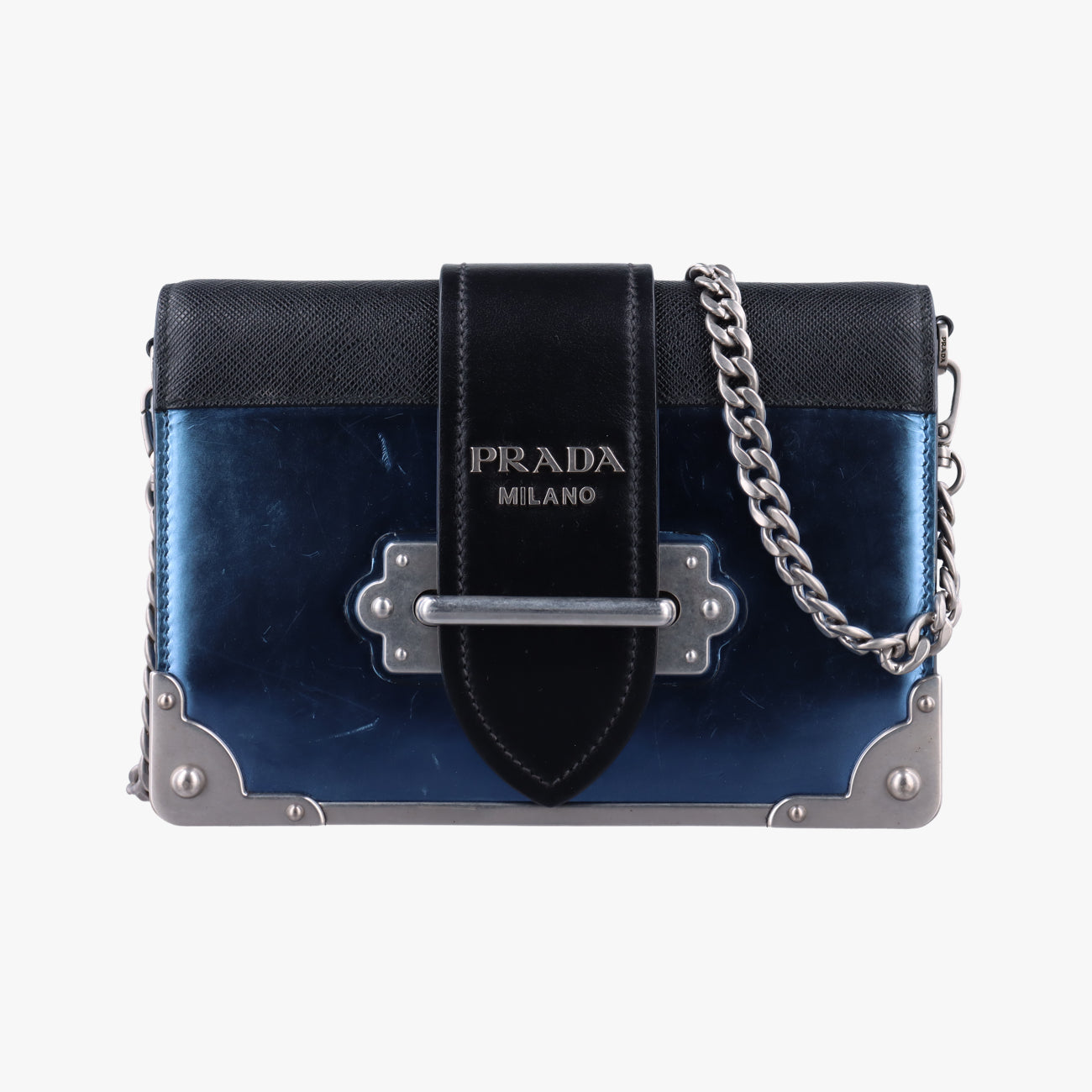 Vintage Prada Cahier Black×Blue Leather×Patent 1BH018 shoulderbag | stylenewstar
