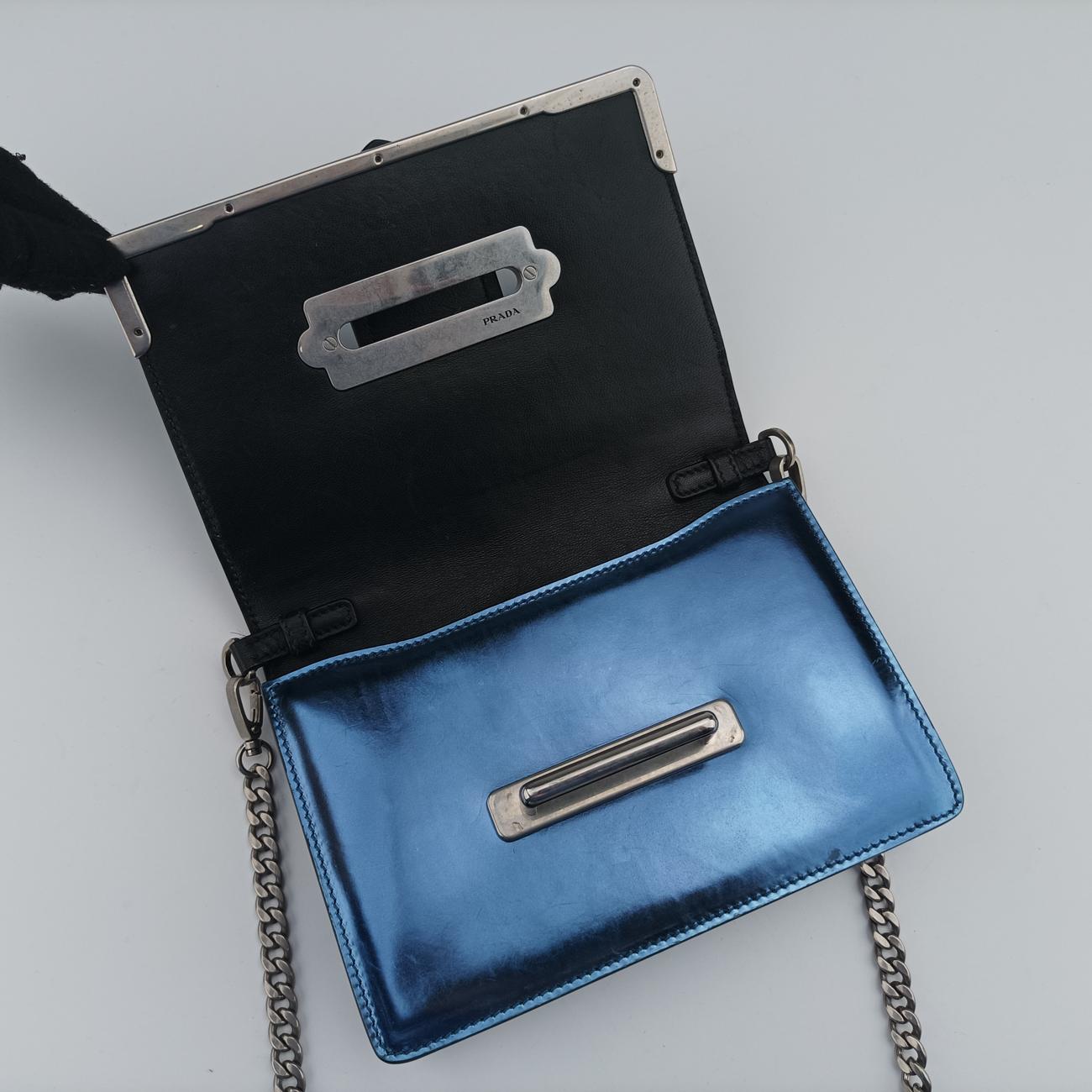 Vintage Prada Cahier Black×Blue Leather×Patent 1BH018 shoulderbag | stylenewstar