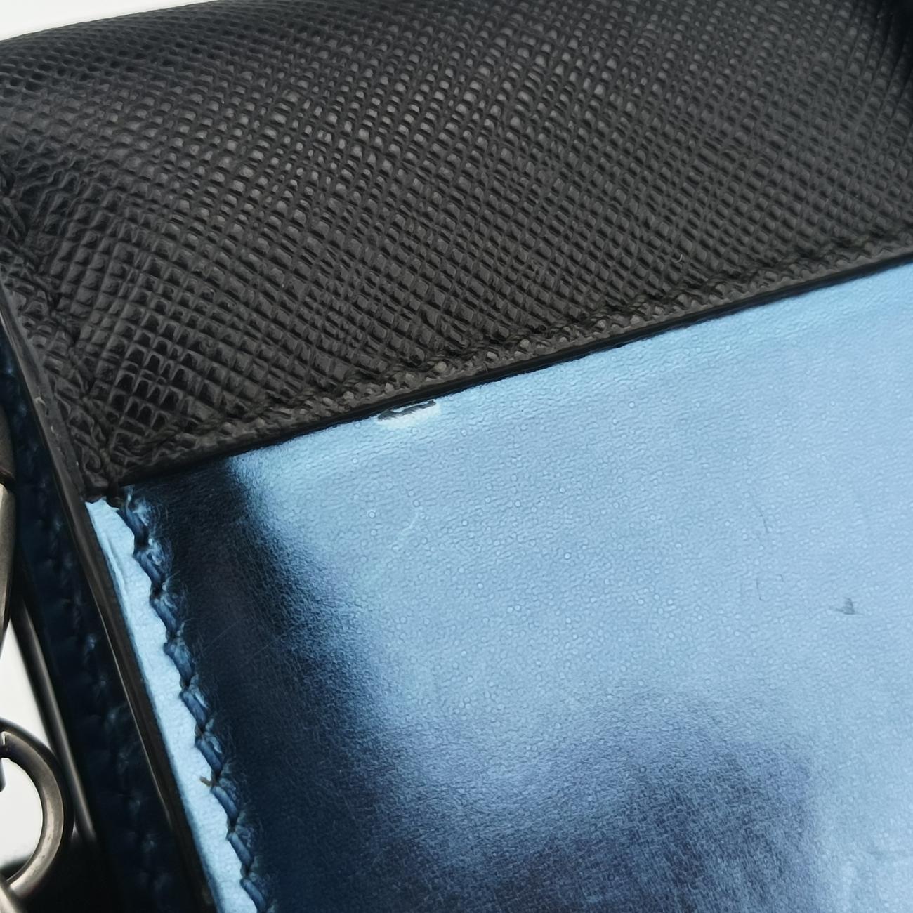 Vintage Prada Cahier Black×Blue Leather×Patent 1BH018 shoulderbag | stylenewstar