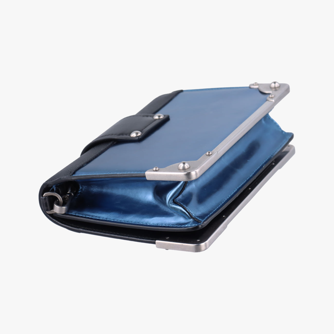 Vintage Prada Cahier Black×Blue Leather×Patent 1BH018 shoulderbag | stylenewstar
