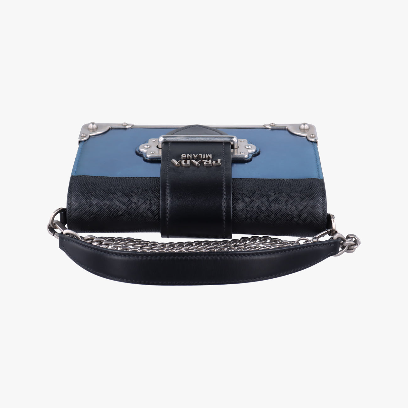 Vintage Prada Cahier Black×Blue Leather×Patent 1BH018 shoulderbag | stylenewstar