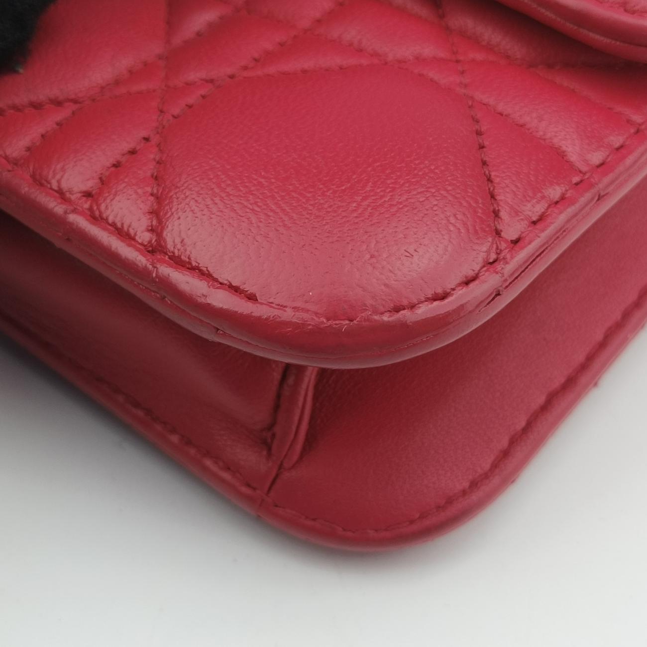 Pre-owned Christian Dior Cannage New Lock Red lambskin  shoulderbag | stylenewstar