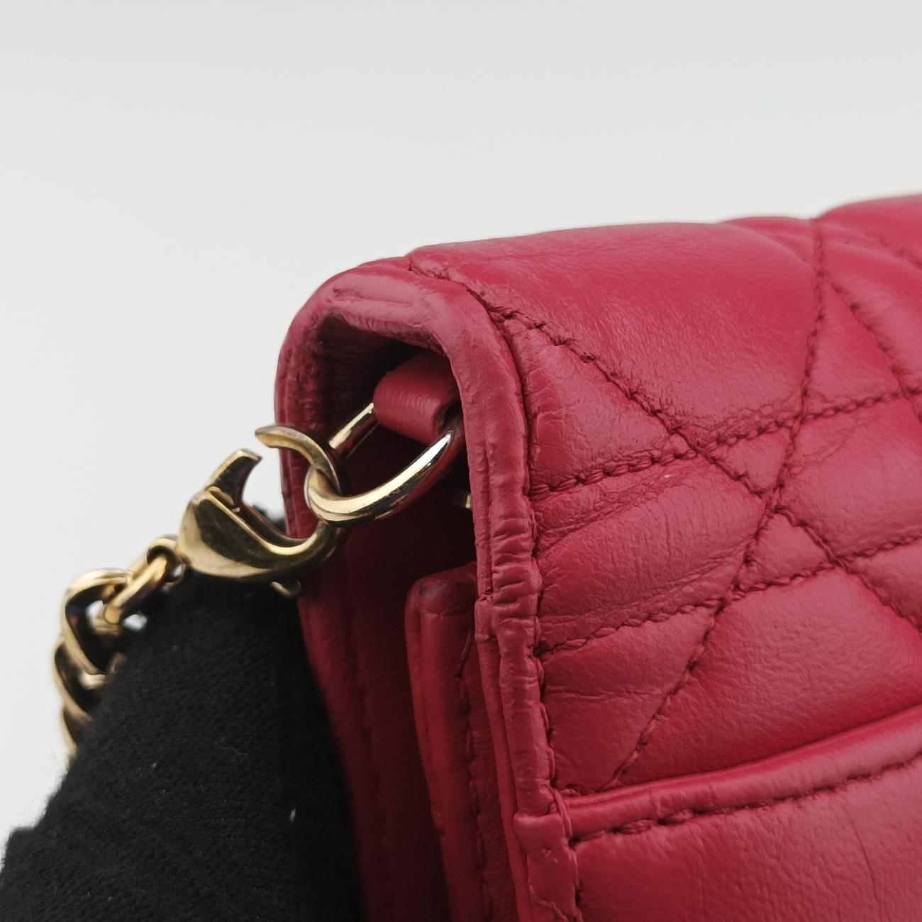 Pre-owned Christian Dior Cannage New Lock Red lambskin  shoulderbag | stylenewstar