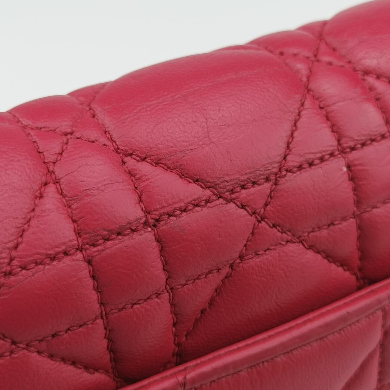 Pre-owned Christian Dior Cannage New Lock Red lambskin  shoulderbag | stylenewstar