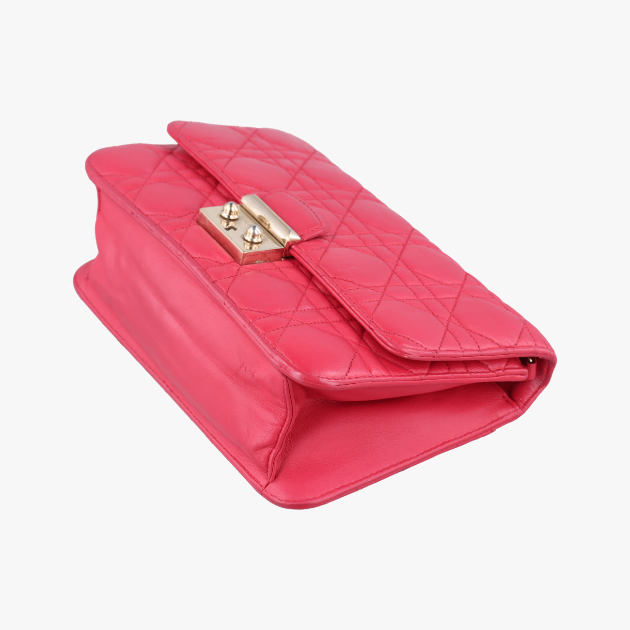 Pre-owned Christian Dior Cannage New Lock Red lambskin  shoulderbag | stylenewstar