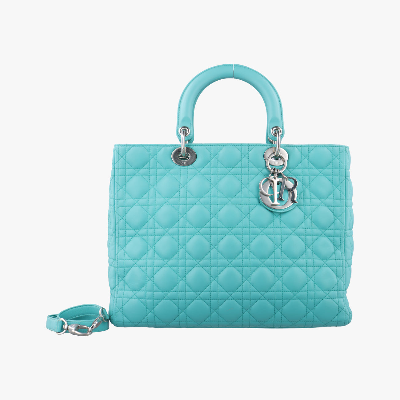 Pre-owned Christian Dior Lady Dior Blue lambskin  shoulderbag | stylenewstar