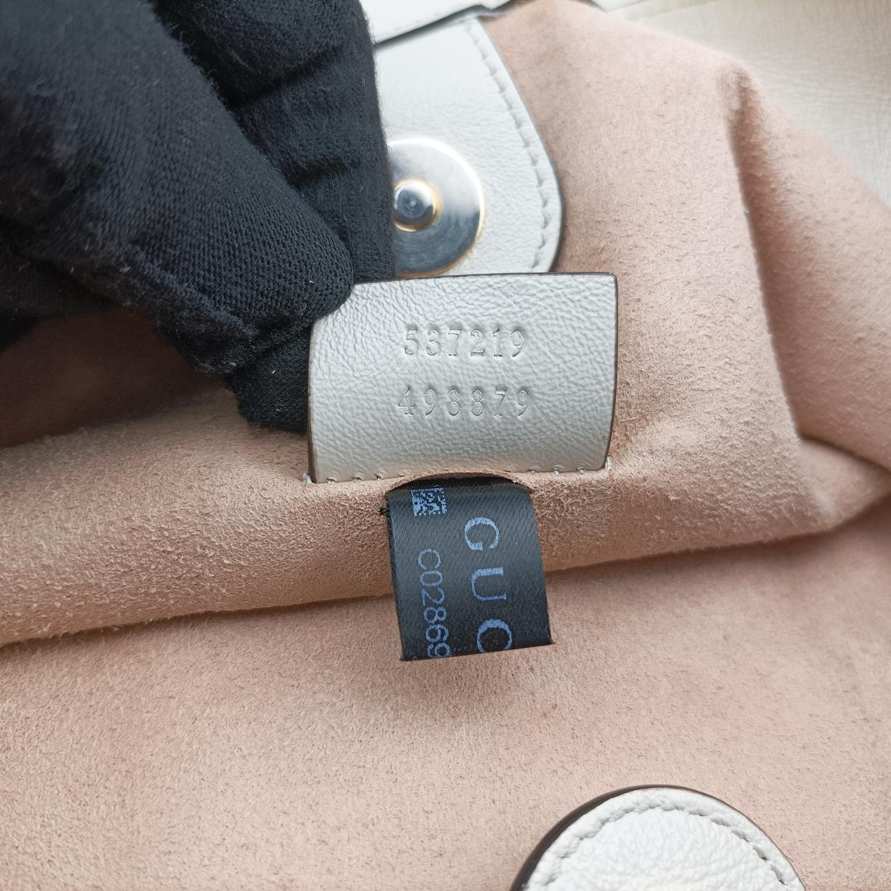 Pre-owned Gucci Rajah White×Black×Red Leather 537219 shoulderbag | stylenewstar