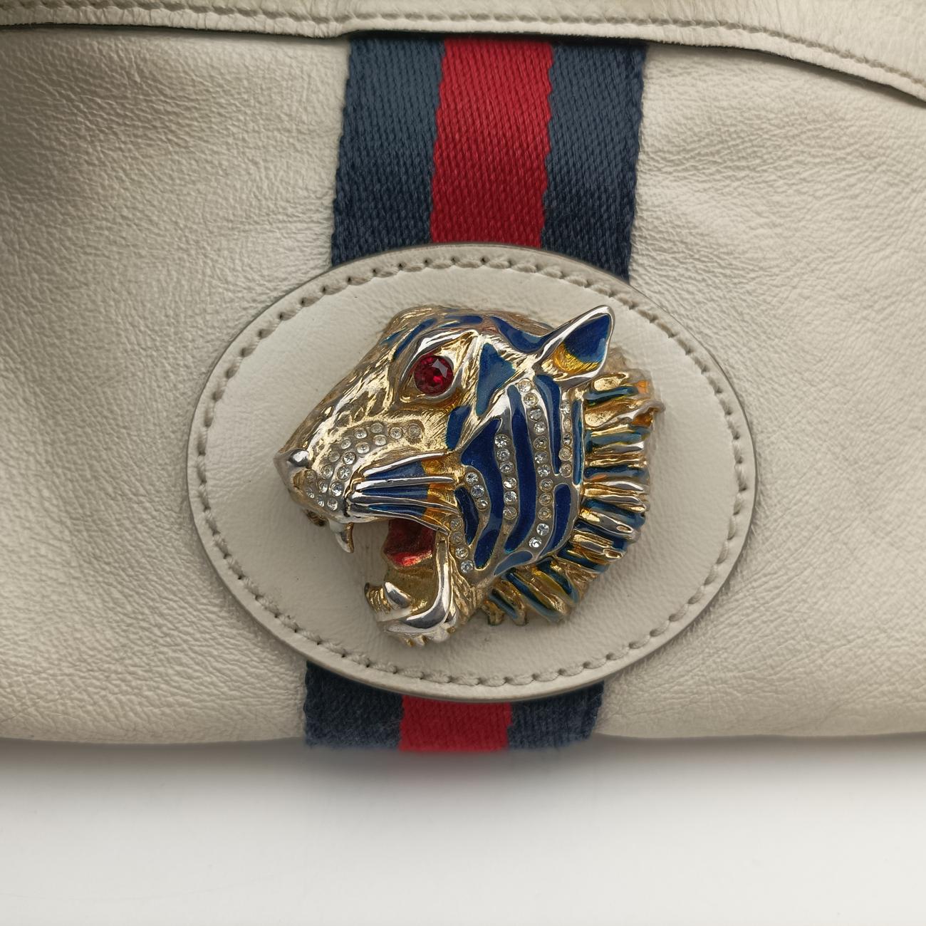 Pre-owned Gucci Rajah White×Black×Red Leather 537219 shoulderbag | stylenewstar