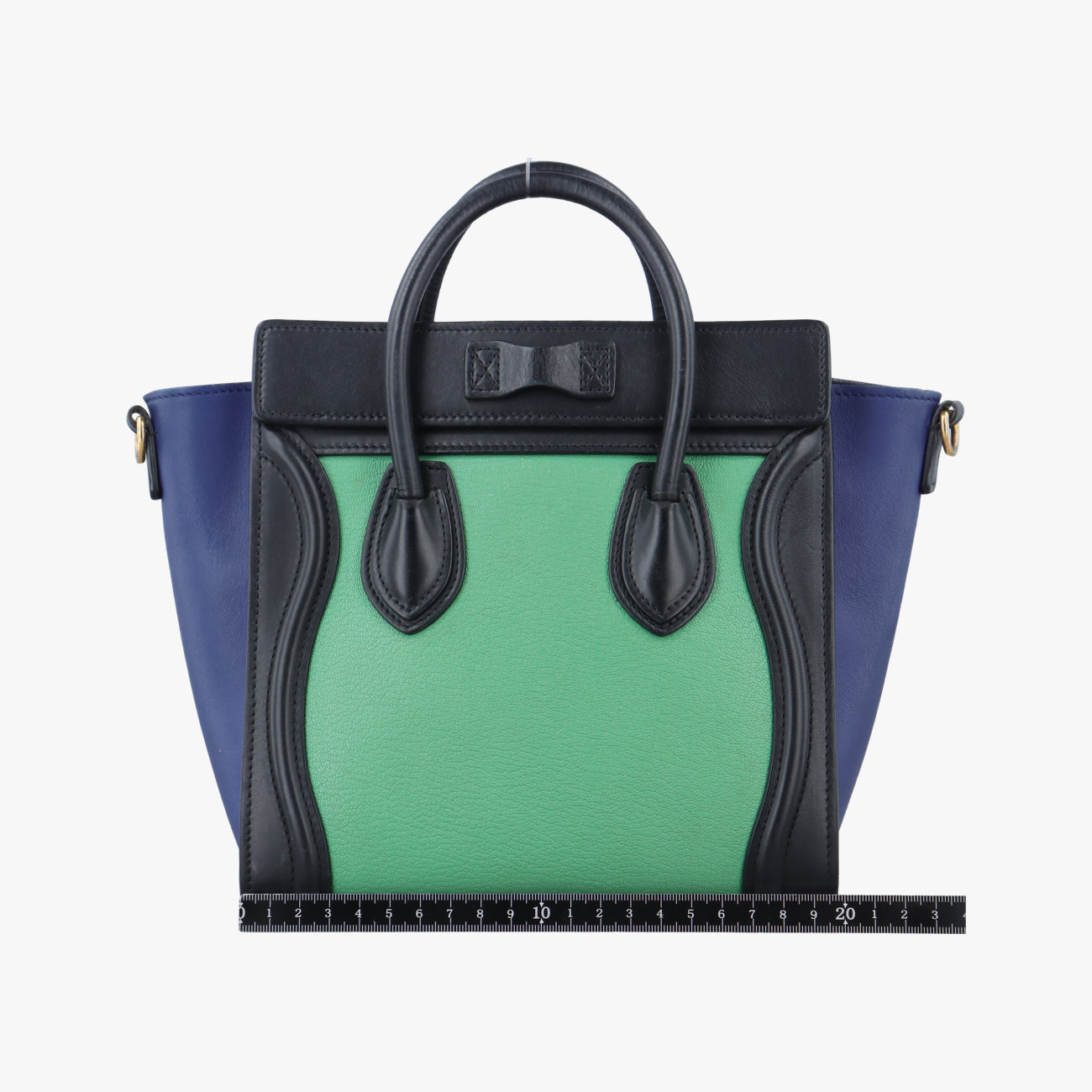 Pre-owned Celine luggage nano shopper Black x Blue x Green Leather  shoulderbag | stylenewstar