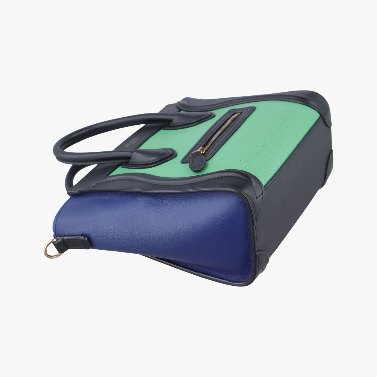Pre-owned Celine luggage nano shopper Black x Blue x Green Leather  shoulderbag | stylenewstar