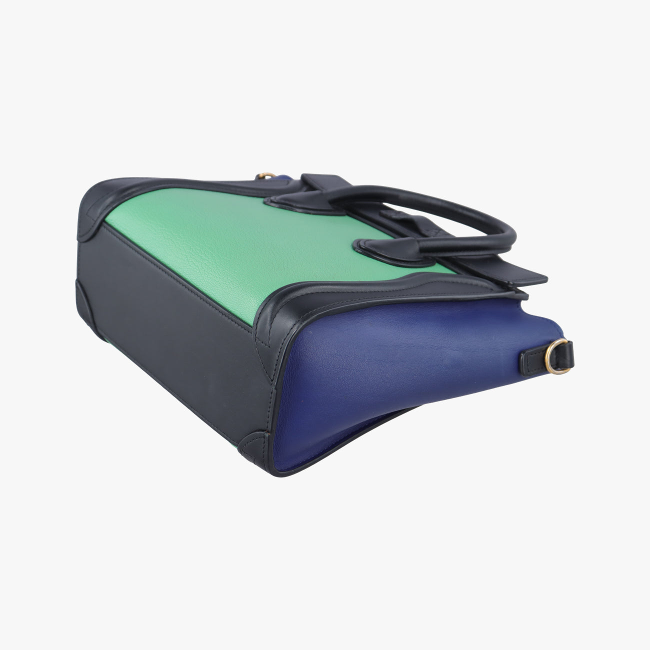 Pre-owned Celine luggage nano shopper Black x Blue x Green Leather  shoulderbag | stylenewstar