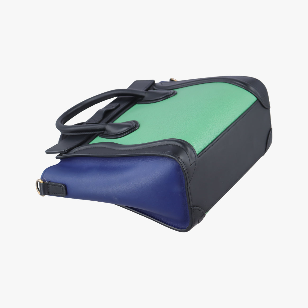 Pre-owned Celine luggage nano shopper Black x Blue x Green Leather  shoulderbag | stylenewstar