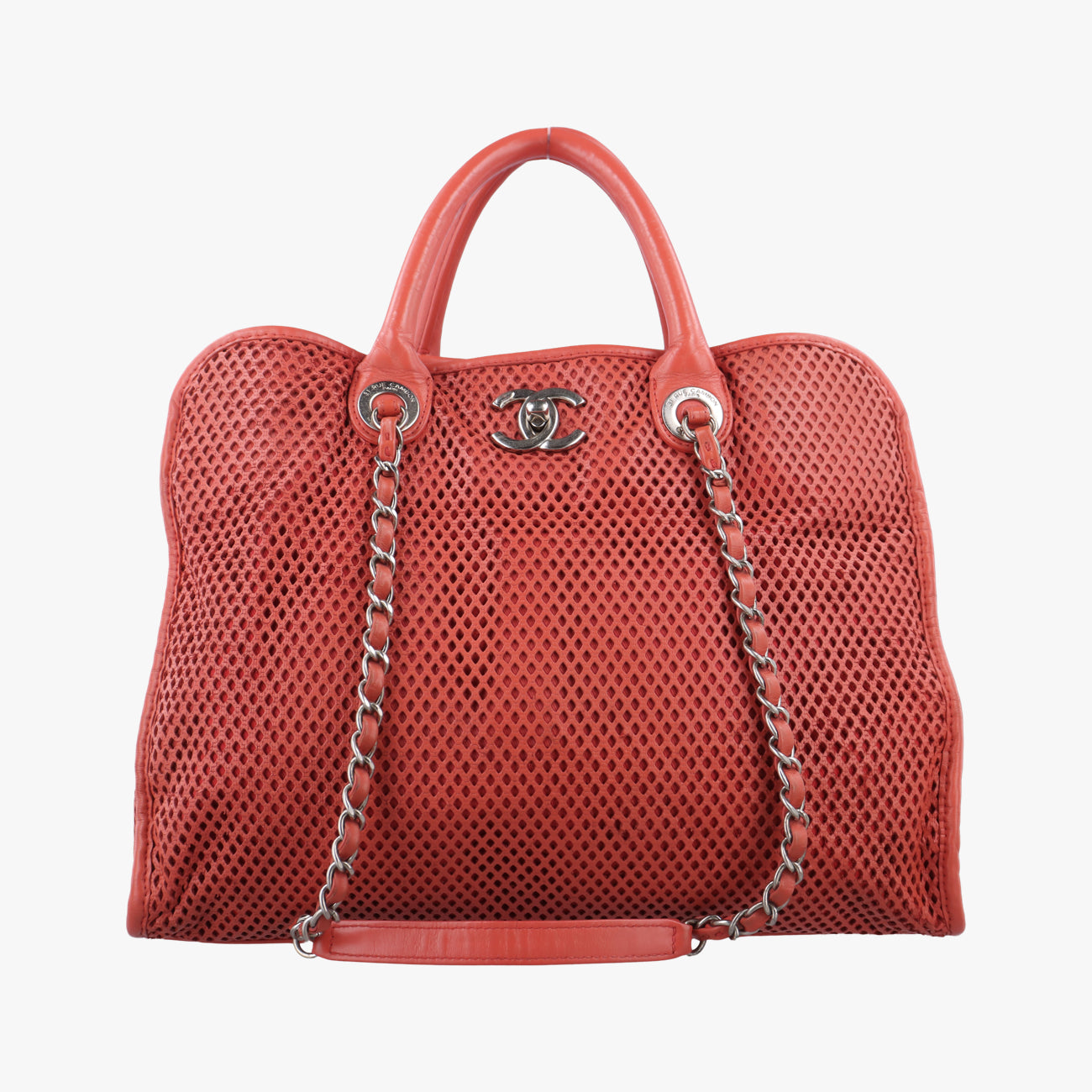 Vintage Chanel Up in the Air Perforated French Riviera Orange Leather A67654 shoulderbag | stylenewstar
