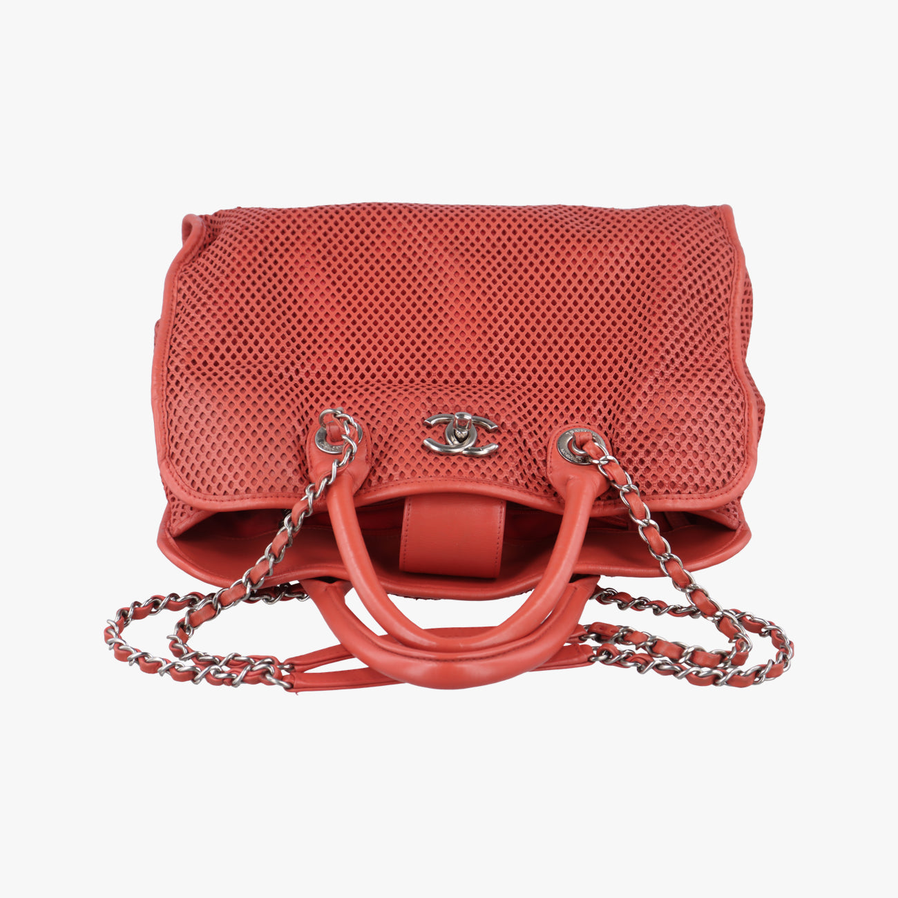 Vintage Chanel Up in the Air Perforated French Riviera Orange Leather A67654 shoulderbag | stylenewstar