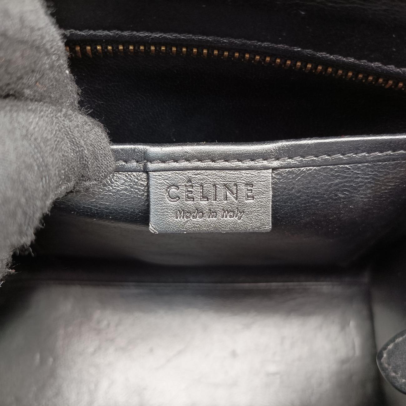 Pre-owned Celine luggage nano shopper Black×Brown×Green leather  shoulderbag | stylenewstar