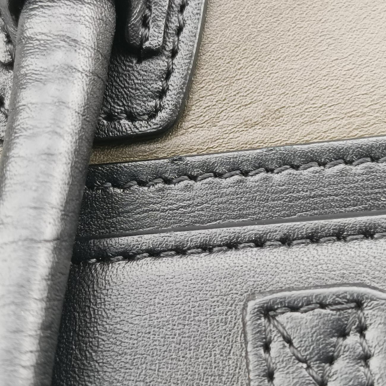 Pre-owned Celine luggage nano shopper Black×Brown×Green leather  shoulderbag | stylenewstar