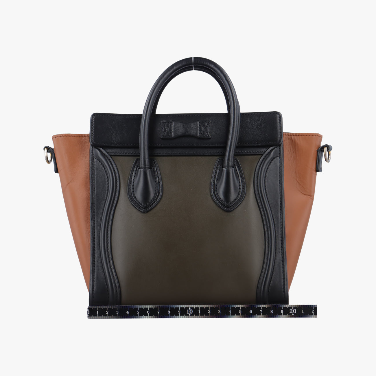 Pre-owned Celine luggage nano shopper Black×Brown×Green leather  shoulderbag | stylenewstar
