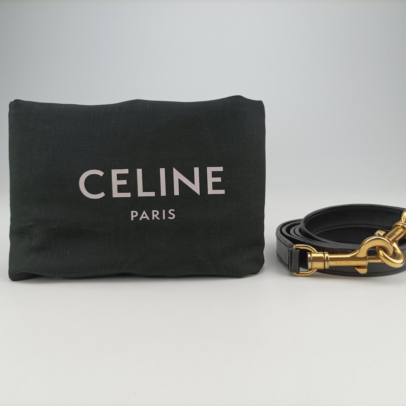 Pre-owned Celine luggage nano shopper Black×Brown×Green leather  shoulderbag | stylenewstar