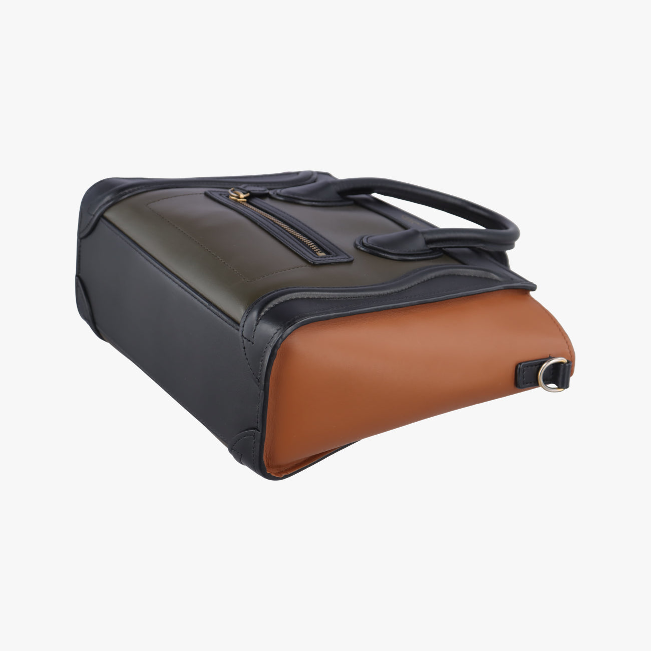 Pre-owned Celine luggage nano shopper Black×Brown×Green leather  shoulderbag | stylenewstar