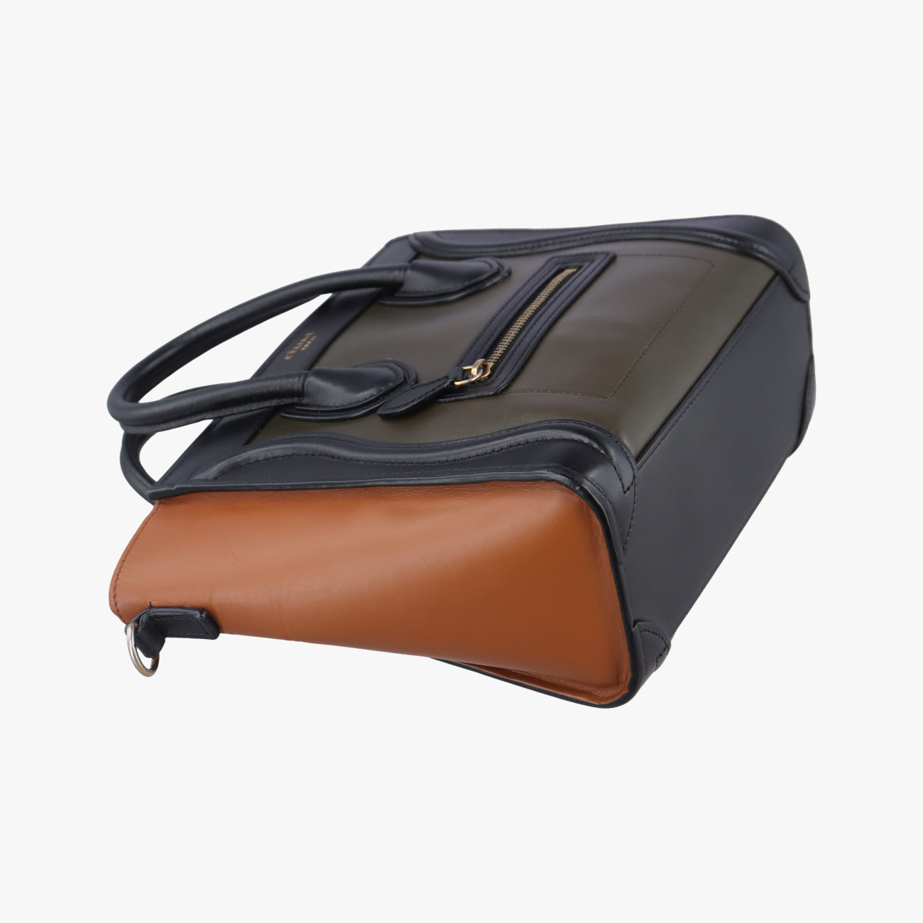 Pre-owned Celine luggage nano shopper Black×Brown×Green leather  shoulderbag | stylenewstar