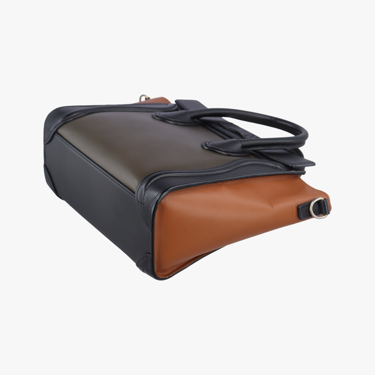 Pre-owned Celine luggage nano shopper Black×Brown×Green leather  shoulderbag | stylenewstar