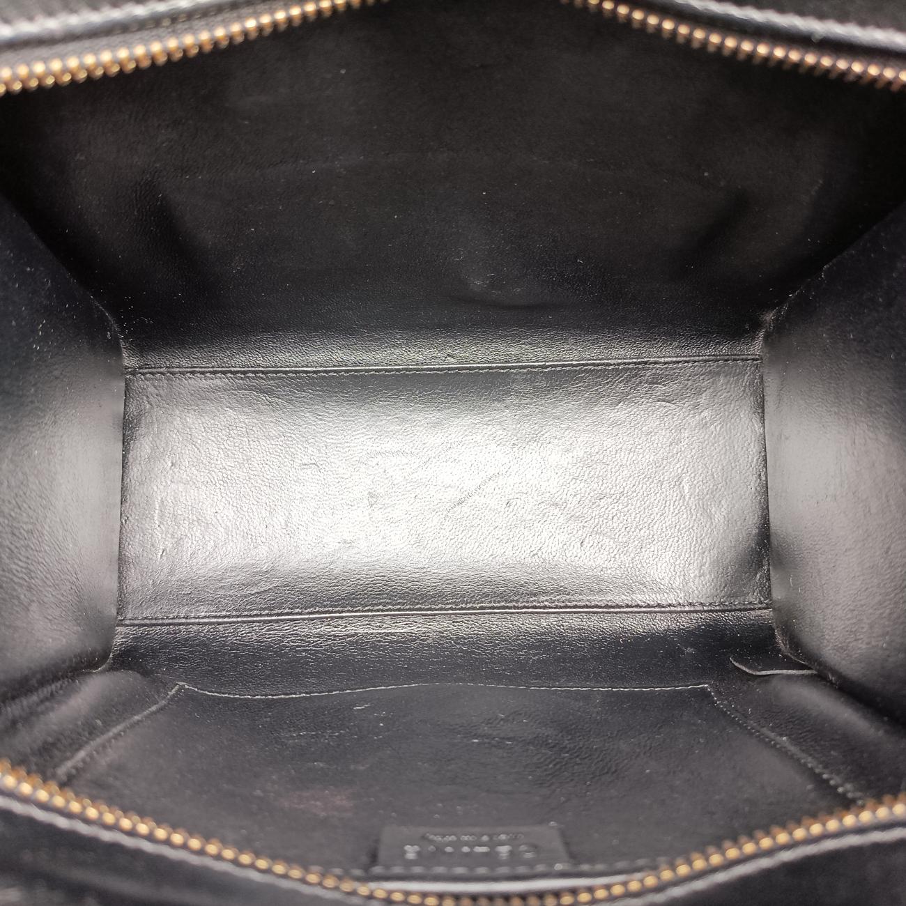 Pre-owned Celine luggage nano shopper Black×Brown×Green leather  shoulderbag | stylenewstar