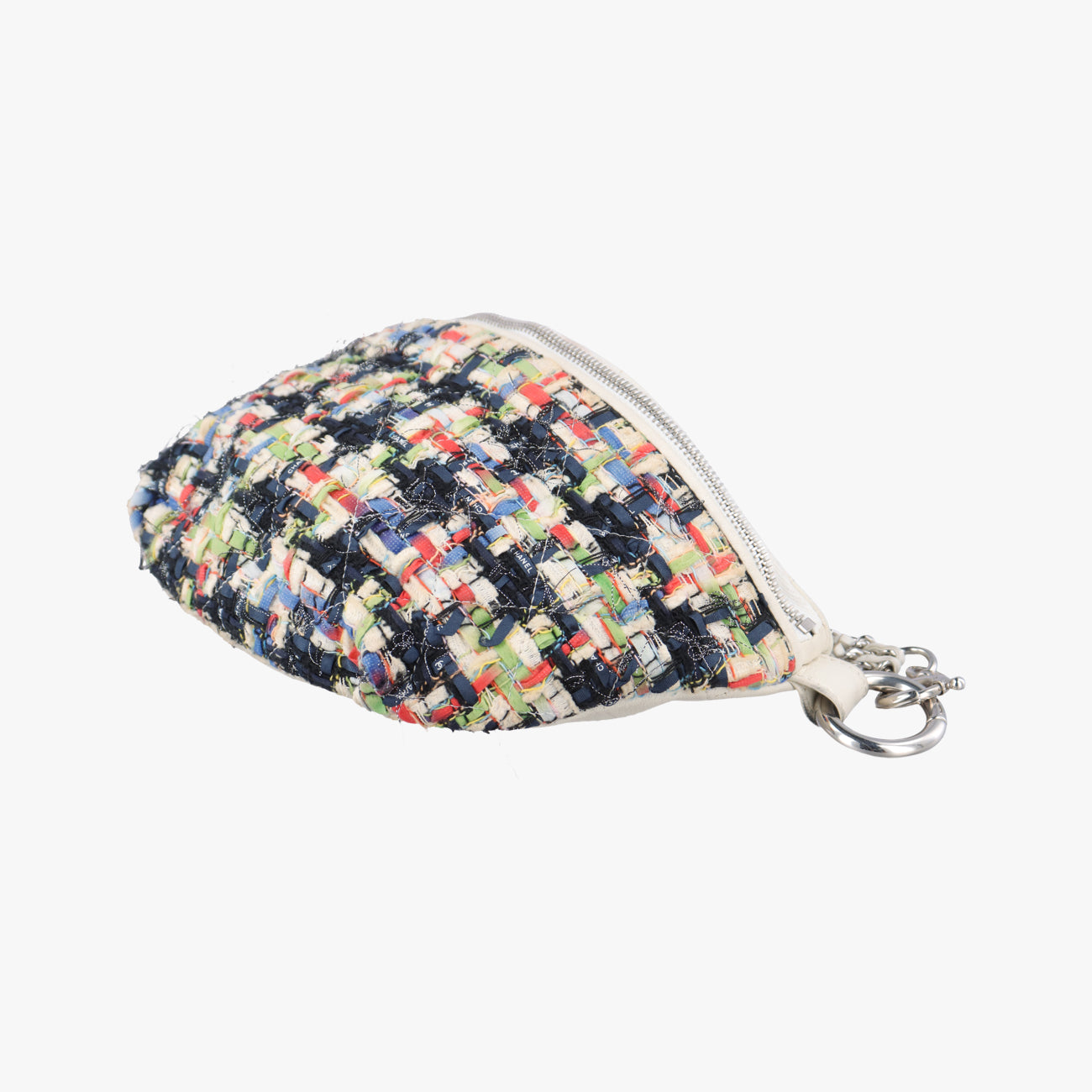 Pre-owned Chanel Waist White×Multicolour Tweed x Lambskin A93842 shoulderbag | stylenewstar