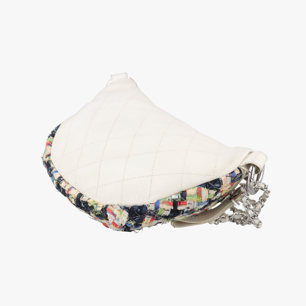 Pre-owned Chanel Waist White×Multicolour Tweed x Lambskin A93842 shoulderbag | stylenewstar