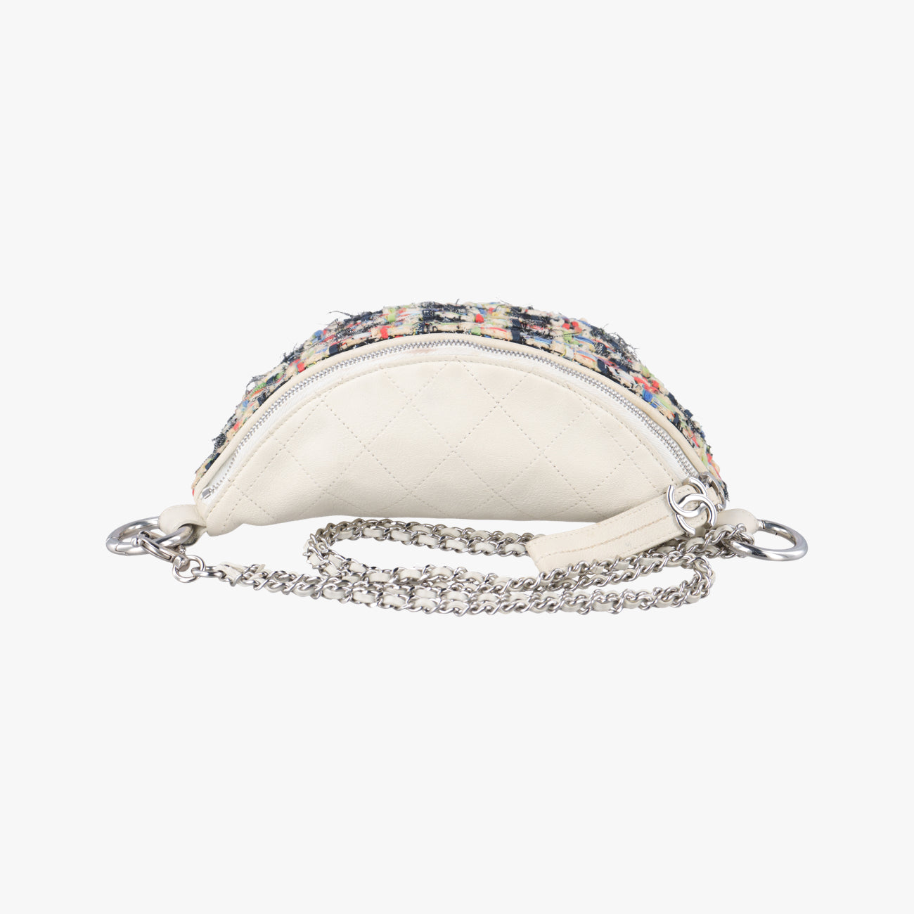 Pre-owned Chanel Waist White×Multicolour Tweed x Lambskin A93842 shoulderbag | stylenewstar