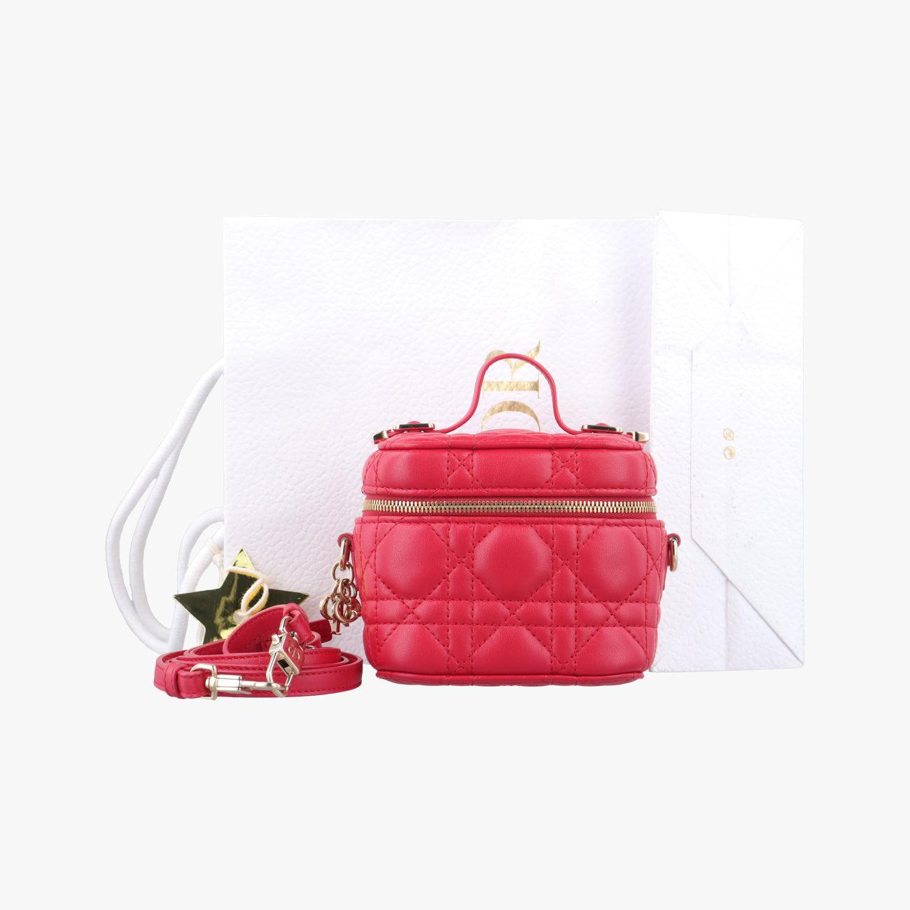 Vintage Christian Dior Lady Dior micro vanity Red lambskin  shoulderbag | stylenewstar