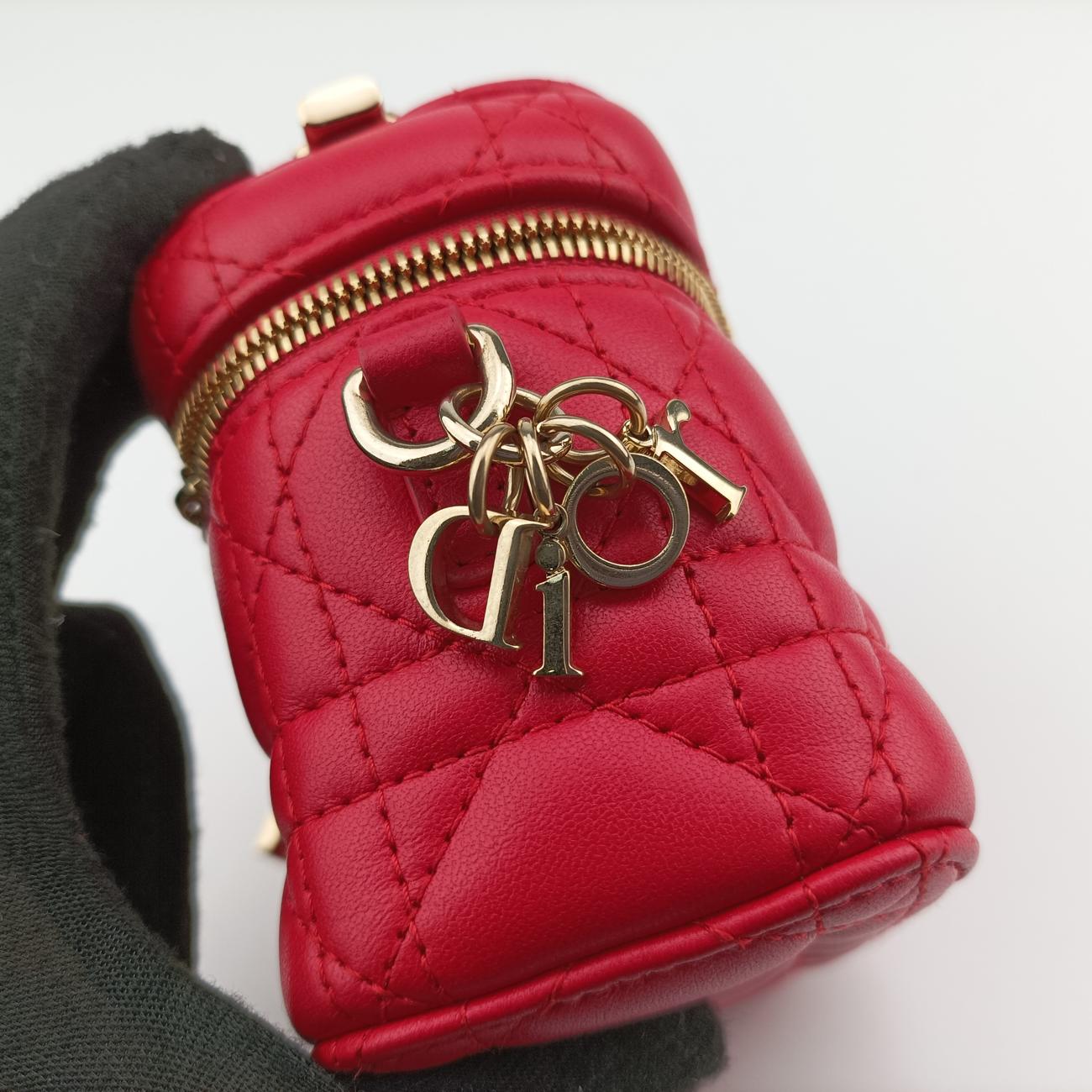 Vintage Christian Dior Lady Dior micro vanity Red lambskin  shoulderbag | stylenewstar