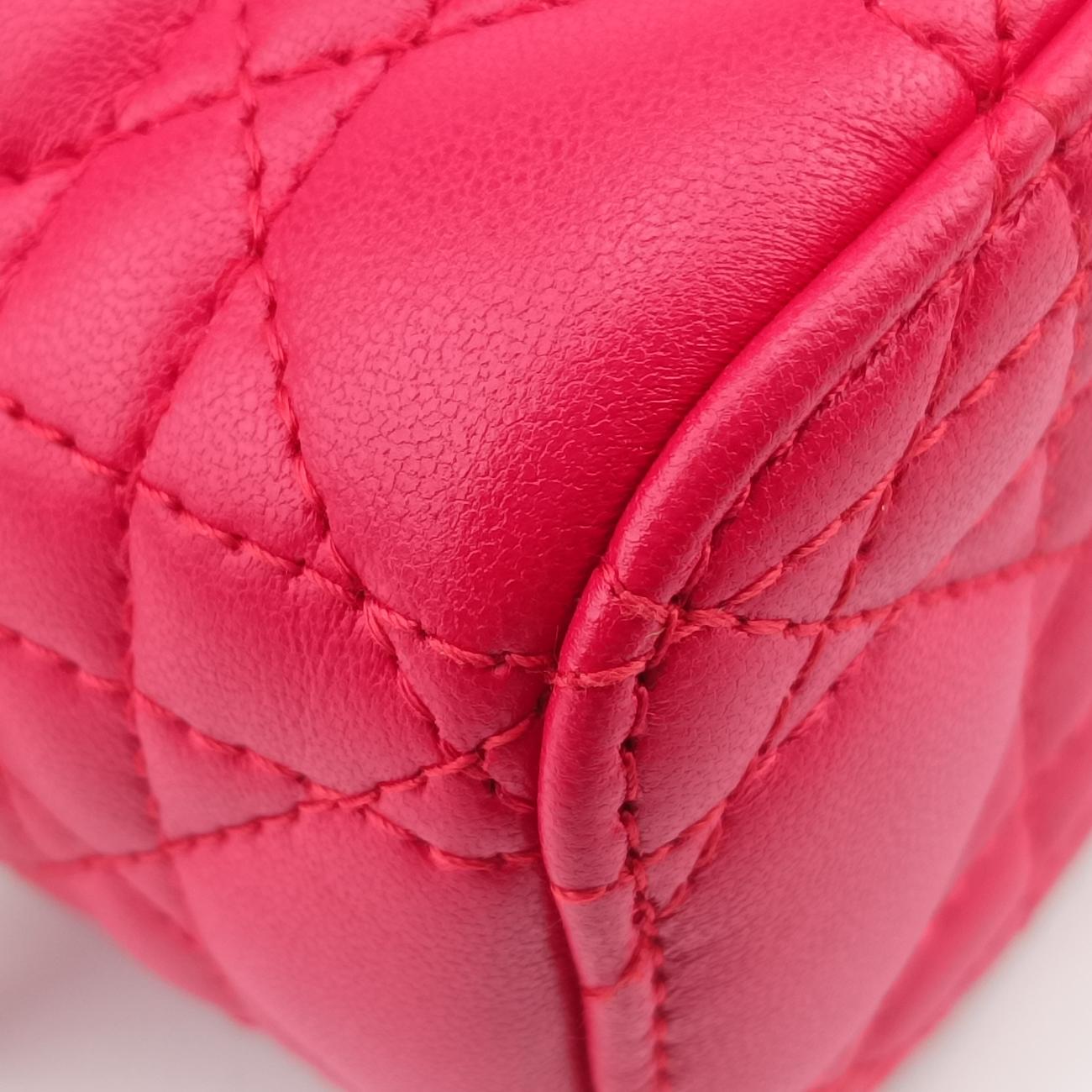 Vintage Christian Dior Lady Dior micro vanity Red lambskin  shoulderbag | stylenewstar