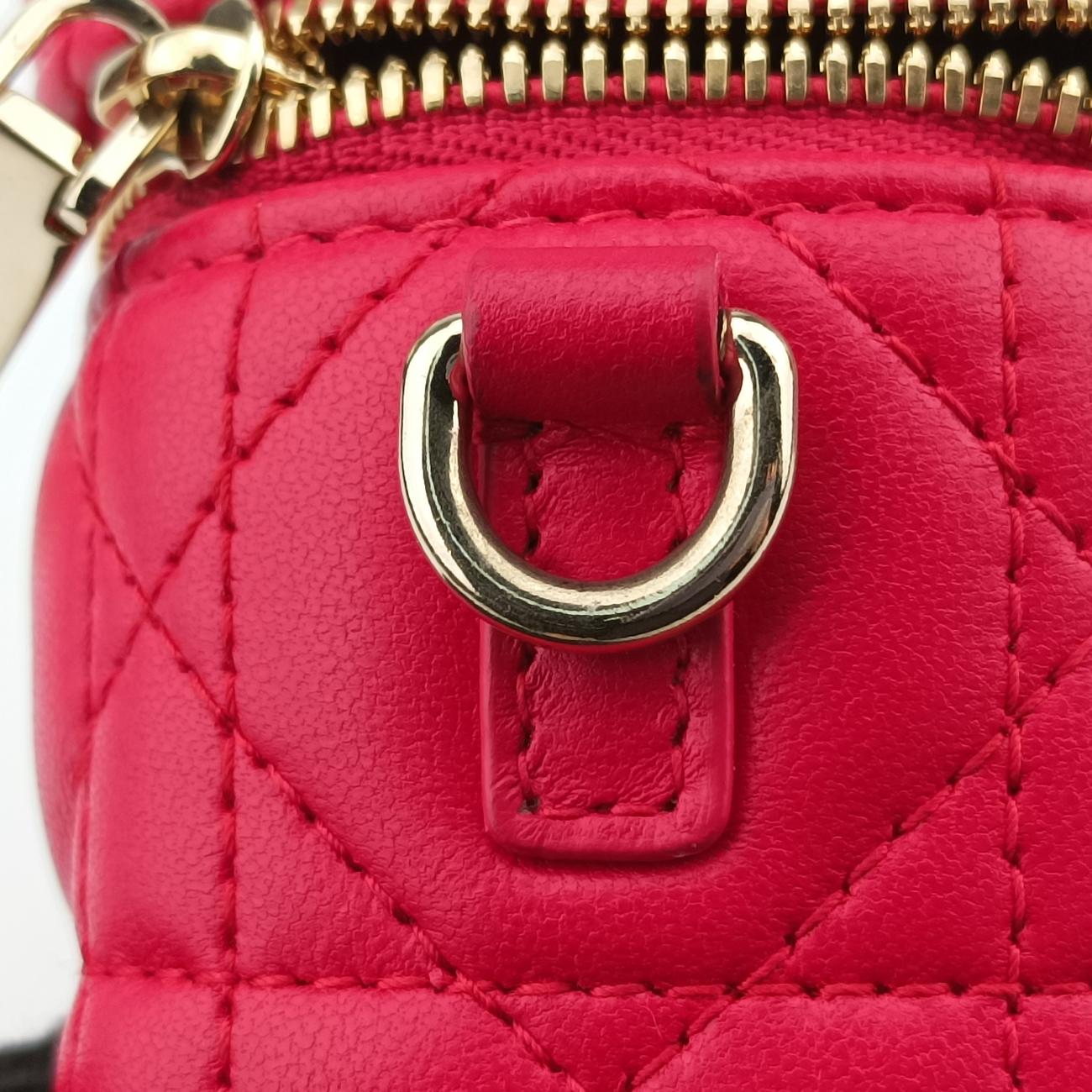 Vintage Christian Dior Lady Dior micro vanity Red lambskin  shoulderbag | stylenewstar