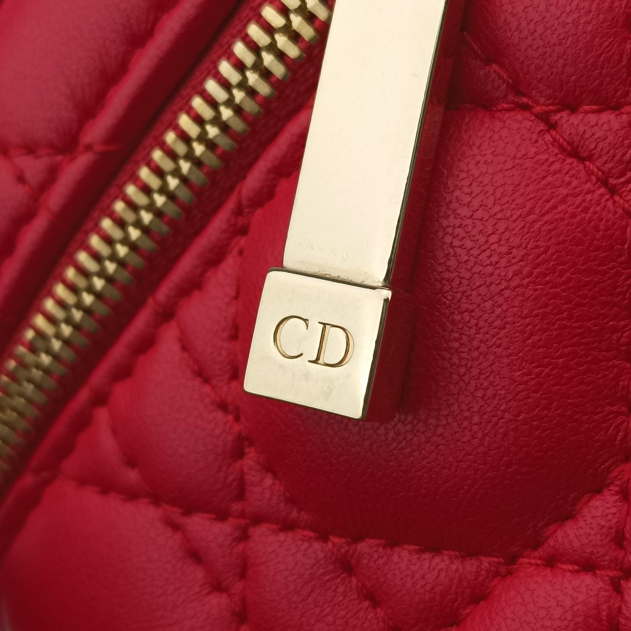 Vintage Christian Dior Lady Dior micro vanity Red lambskin  shoulderbag | stylenewstar