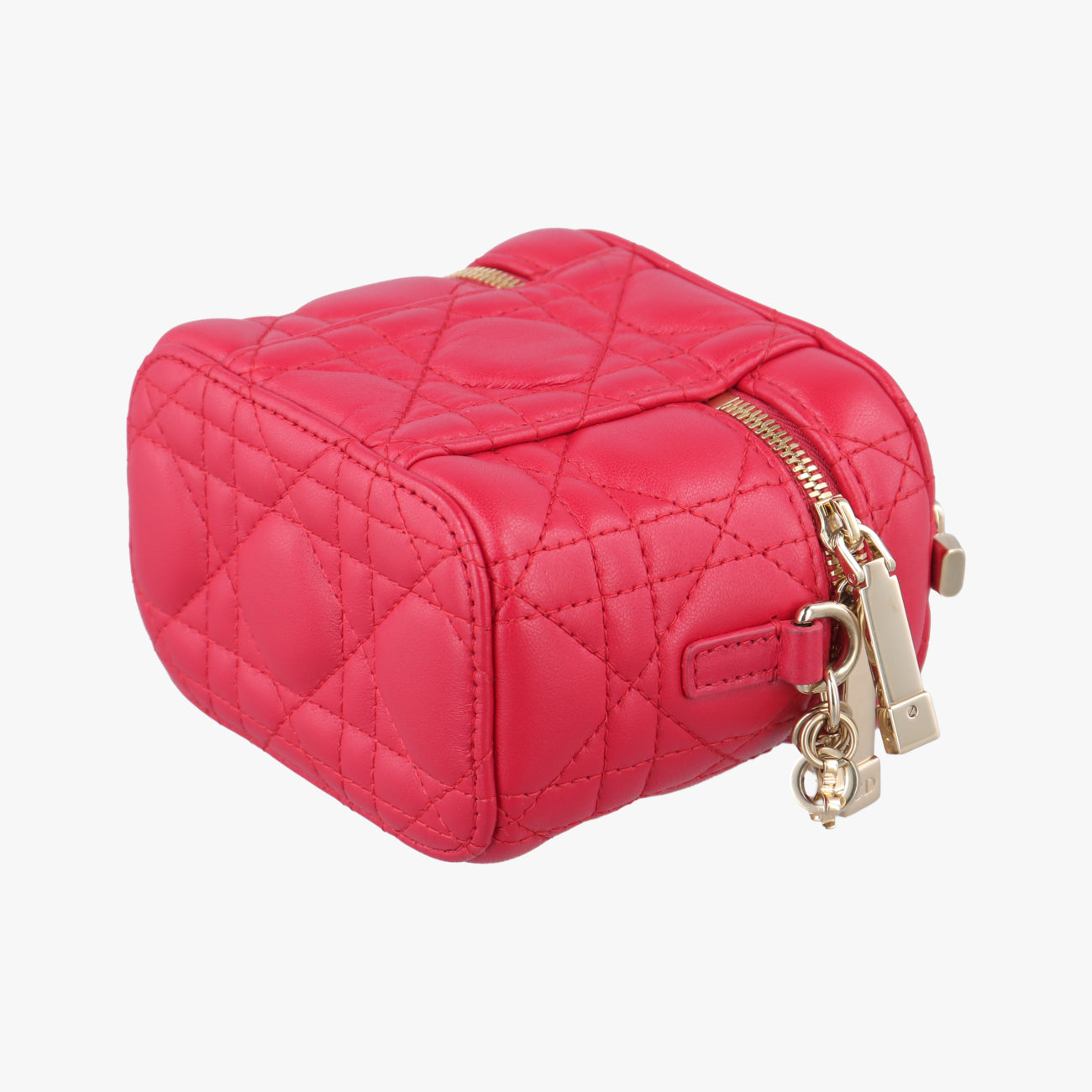 Vintage Christian Dior Lady Dior micro vanity Red lambskin  shoulderbag | stylenewstar