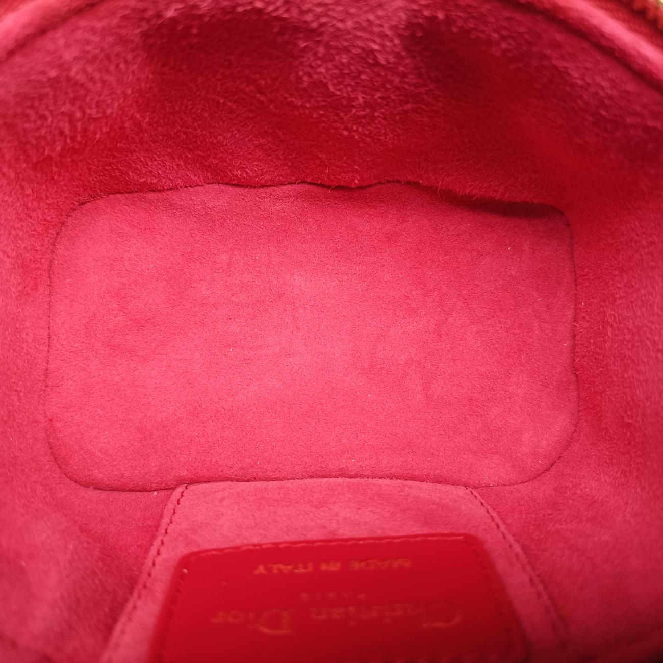 Vintage Christian Dior Lady Dior micro vanity Red lambskin  shoulderbag | stylenewstar