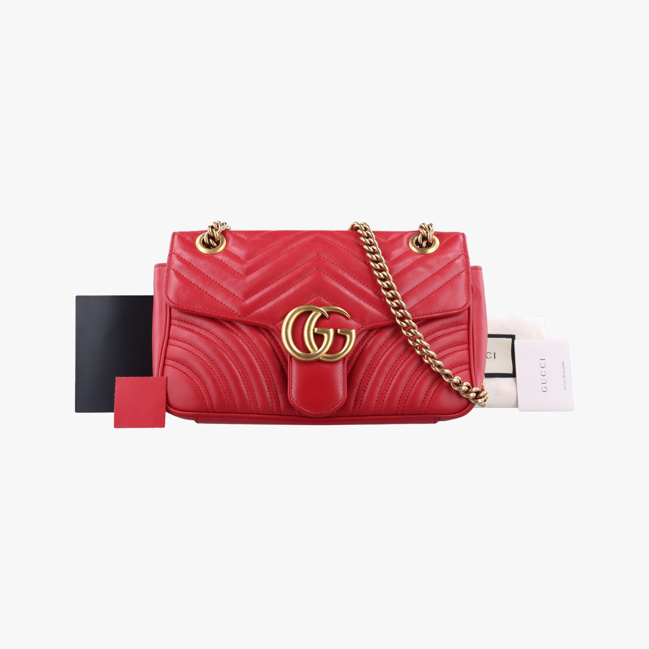 Pre-owned Gucci GG Marmont Red Leather 443497 shoulderbag | stylenewstar