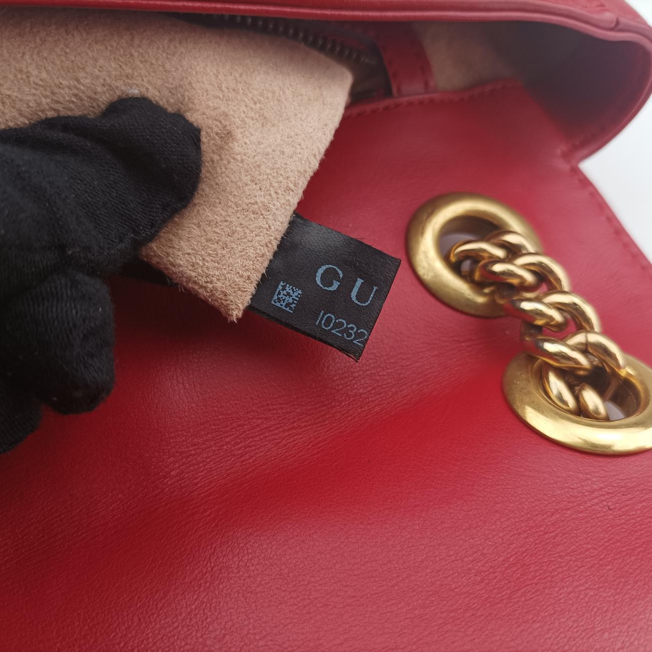 Pre-owned Gucci GG Marmont Red Leather 443497 shoulderbag | stylenewstar