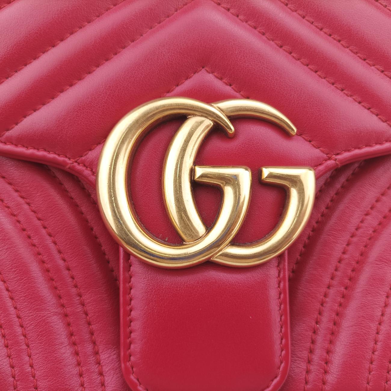 Pre-owned Gucci GG Marmont Red Leather 443497 shoulderbag | stylenewstar