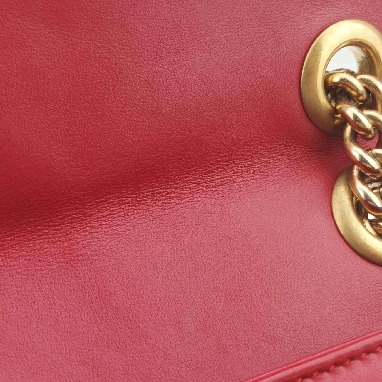 Pre-owned Gucci GG Marmont Red Leather 443497 shoulderbag | stylenewstar