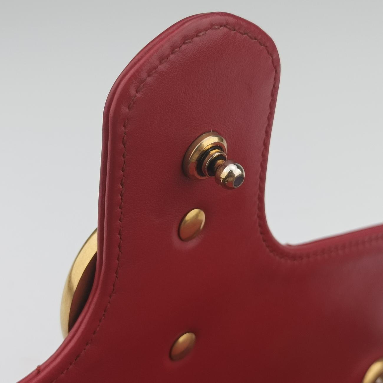 Pre-owned Gucci GG Marmont Red Leather 443497 shoulderbag | stylenewstar