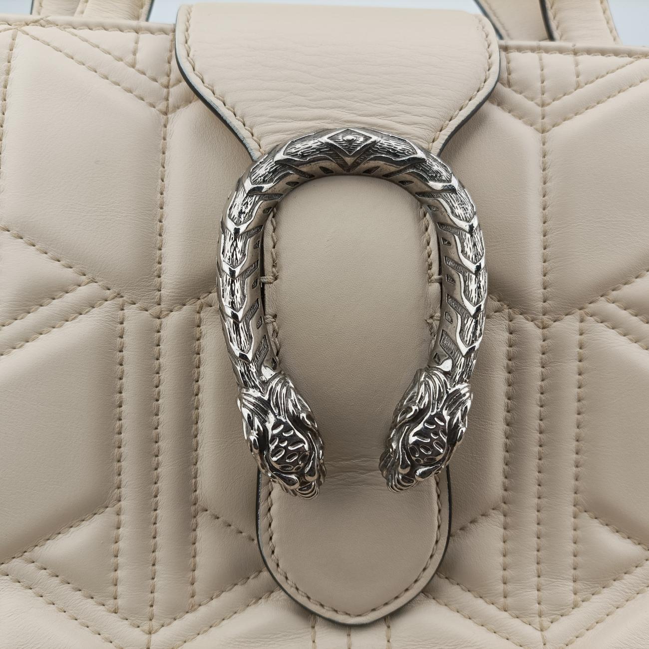 Pre-owned Gucci Dionysus Web White Leather 444073 shoulderbag | stylenewstar