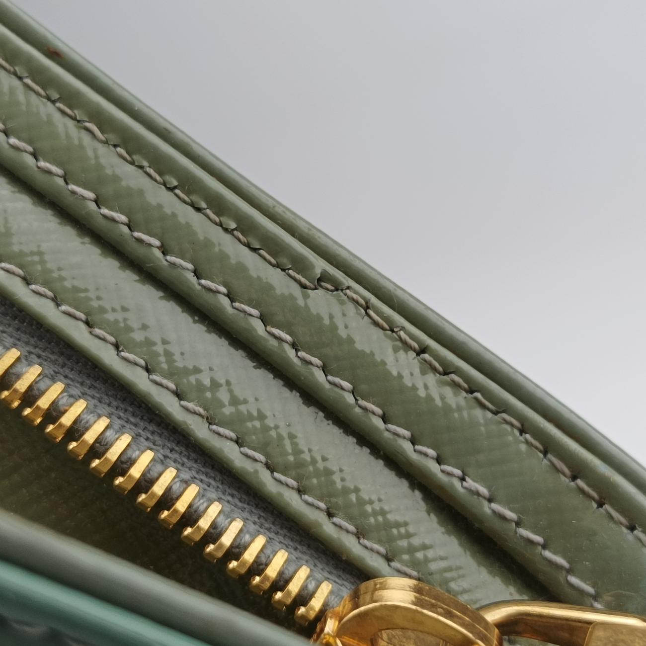 Pre-owned Prada Stylish Green×White×Yellow Patent  shoulderbag | stylenewstar